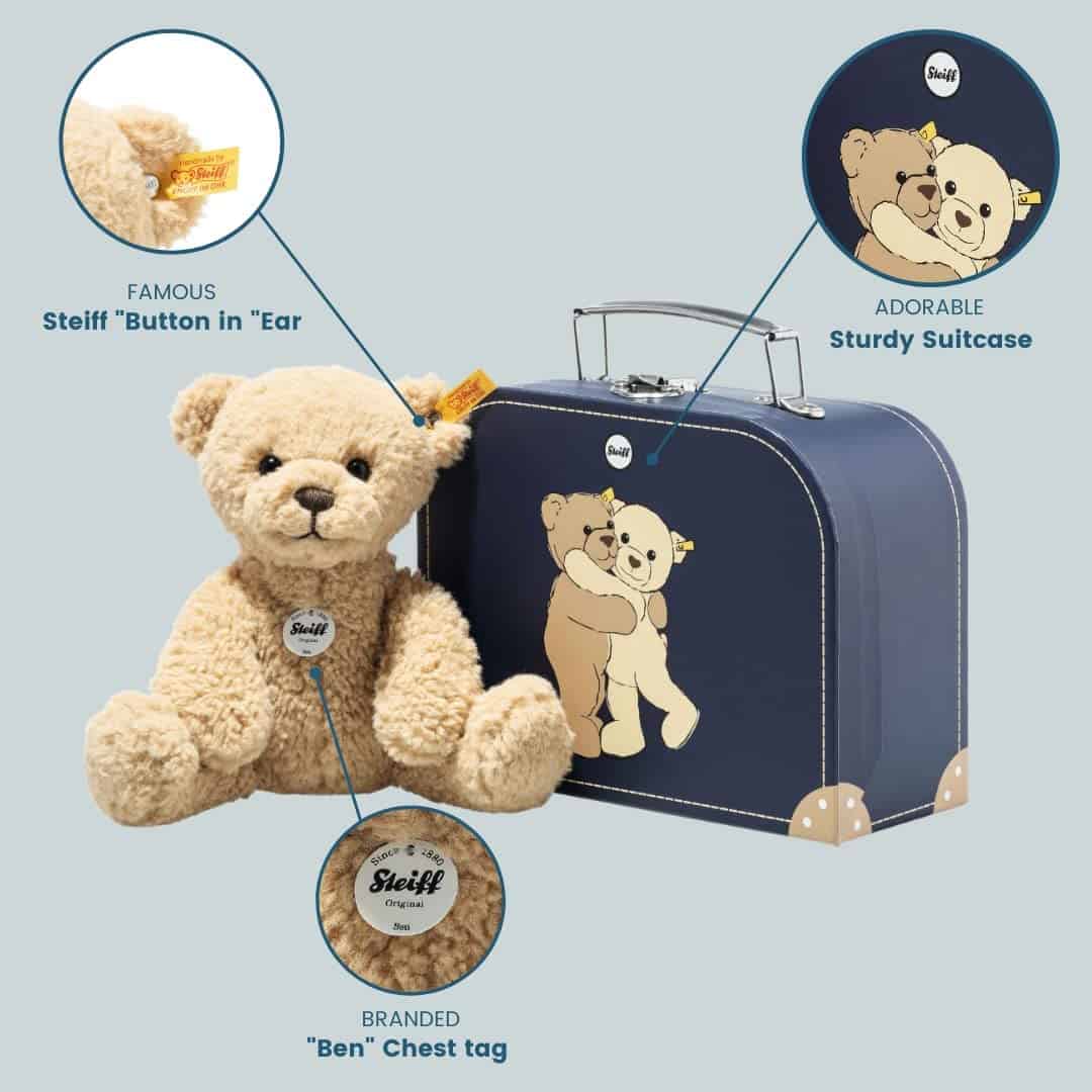 Steiff Ben Teddy Bear 21 cm Cuddly Toy Beige in Case (114021) - Image 3